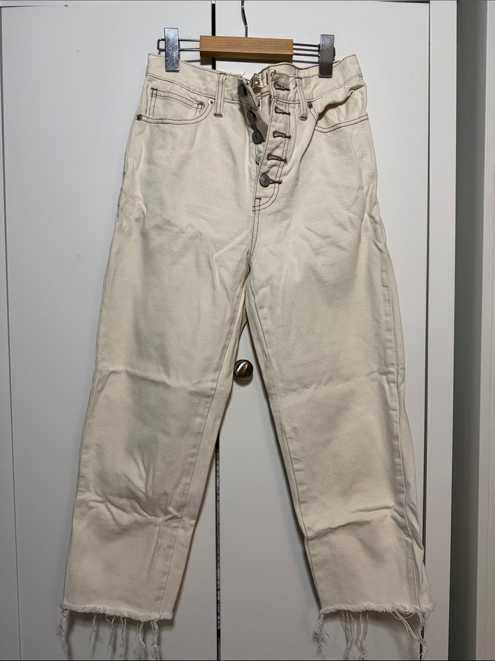 We The Free Cream Button-Fly Relaxed Jeans